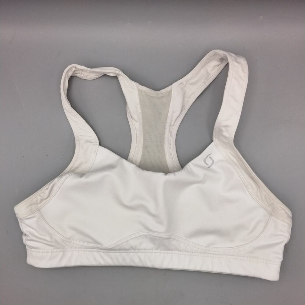 MOVING COMFORT 36A Sports Bra Black Racer Back Pullover Wirefree Model 350029
